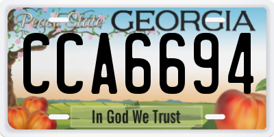 GA license plate CCA6694