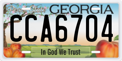 GA license plate CCA6704