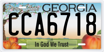 GA license plate CCA6718