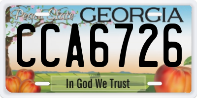 GA license plate CCA6726