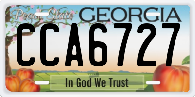 GA license plate CCA6727