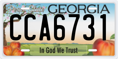 GA license plate CCA6731