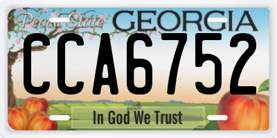 GA license plate CCA6752