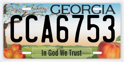 GA license plate CCA6753