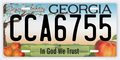 GA license plate CCA6755