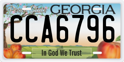 GA license plate CCA6796