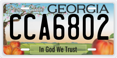GA license plate CCA6802