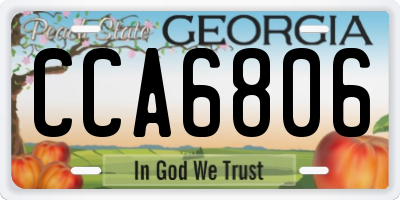 GA license plate CCA6806
