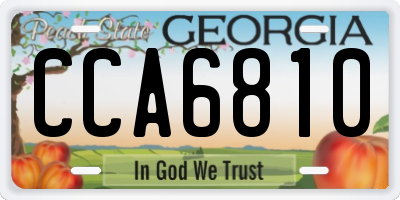 GA license plate CCA6810