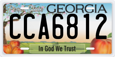 GA license plate CCA6812