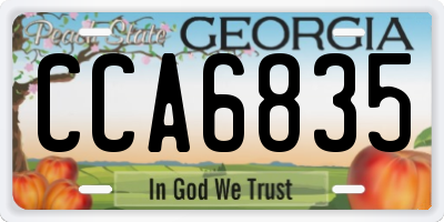GA license plate CCA6835