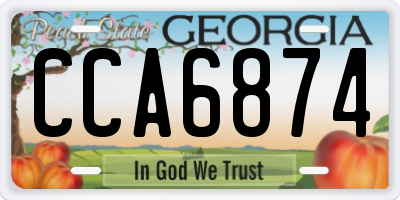 GA license plate CCA6874
