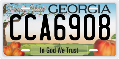 GA license plate CCA6908
