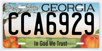 GA license plate CCA6929