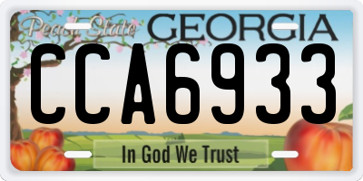 GA license plate CCA6933