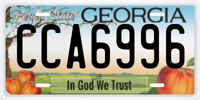 GA license plate CCA6996