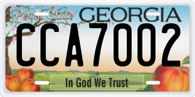 GA license plate CCA7002