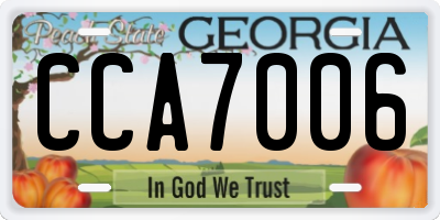 GA license plate CCA7006
