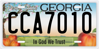 GA license plate CCA7010