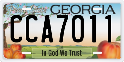 GA license plate CCA7011