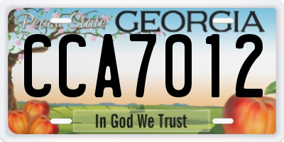 GA license plate CCA7012