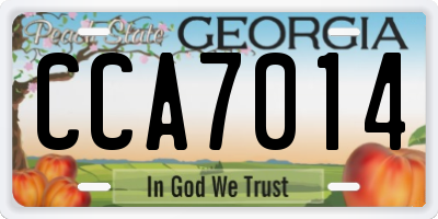 GA license plate CCA7014