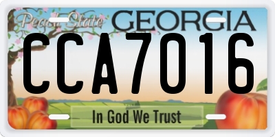GA license plate CCA7016