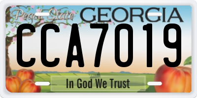 GA license plate CCA7019