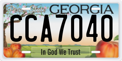 GA license plate CCA7040