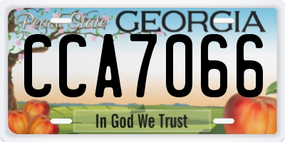 GA license plate CCA7066