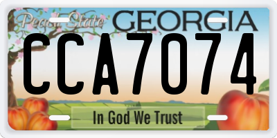GA license plate CCA7074