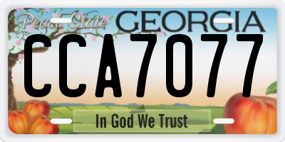 GA license plate CCA7077