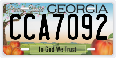 GA license plate CCA7092