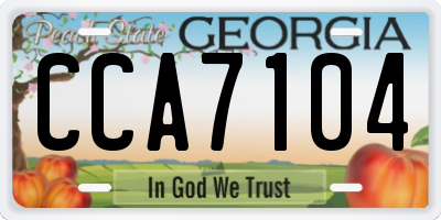 GA license plate CCA7104