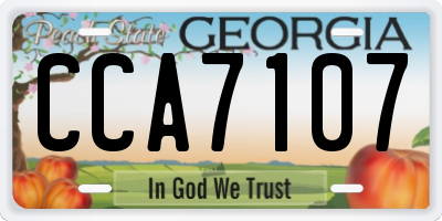 GA license plate CCA7107