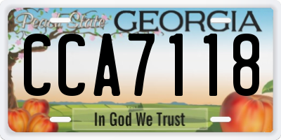 GA license plate CCA7118