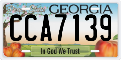 GA license plate CCA7139