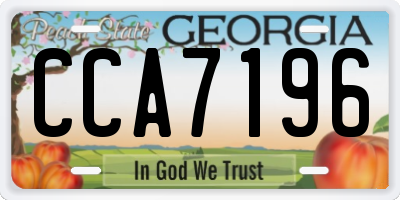 GA license plate CCA7196