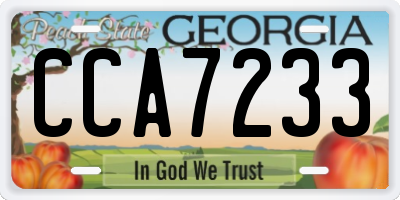 GA license plate CCA7233
