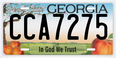 GA license plate CCA7275