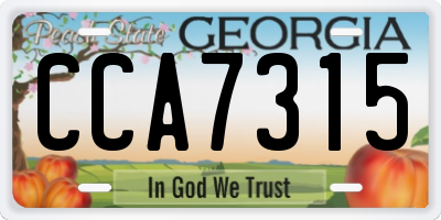 GA license plate CCA7315