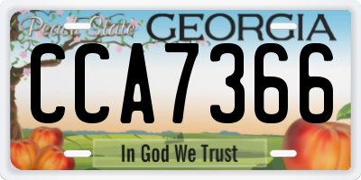 GA license plate CCA7366