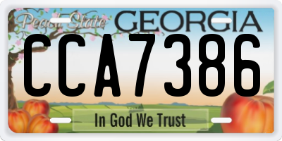 GA license plate CCA7386