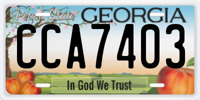 GA license plate CCA7403