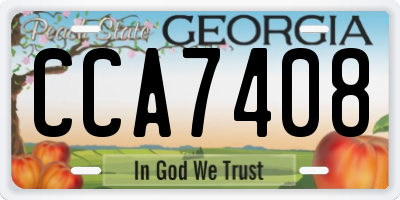 GA license plate CCA7408