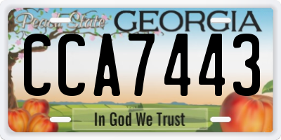GA license plate CCA7443