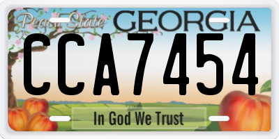 GA license plate CCA7454