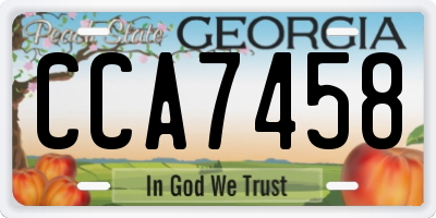 GA license plate CCA7458
