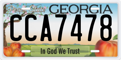 GA license plate CCA7478