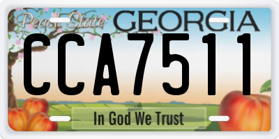 GA license plate CCA7511